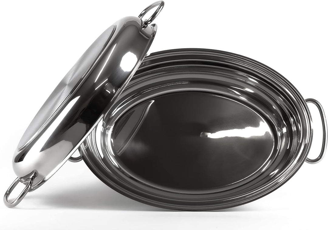 HWD Töpfe Pfannen Bräter mit Deckel für Induktion, 18/10 Edelstahl poliert, Deckel, Thermoknauf, Gar