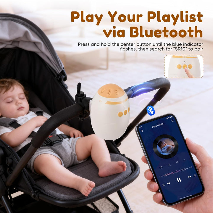 Kinderwagenschaukler, White Noise Machine Baby mit Baby Rocker 11 Beruhigende Klänge, Wiederaufladba