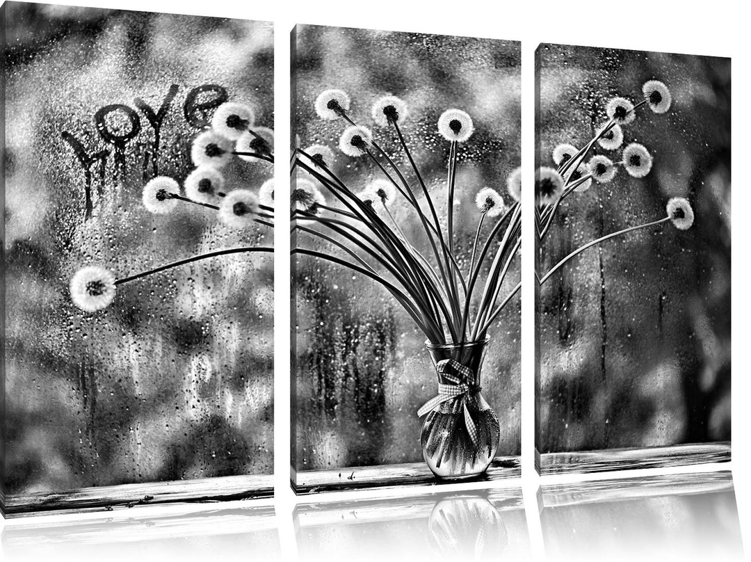 Pixxprint Pusteblumen/Format: 3-Teiler (120x80cm) cm/Leinwandbild fertig bespannt Wandbild Kunstdruc