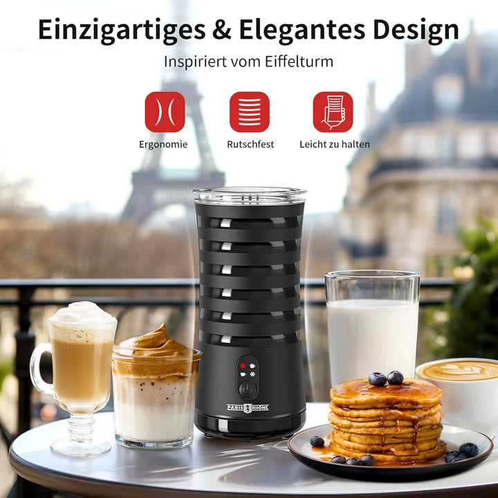PARIS RHÔNE Milchaufschäumer Elektrisch, Milchschaum wie Barista für Latte Macchiato & Cappuccino, H