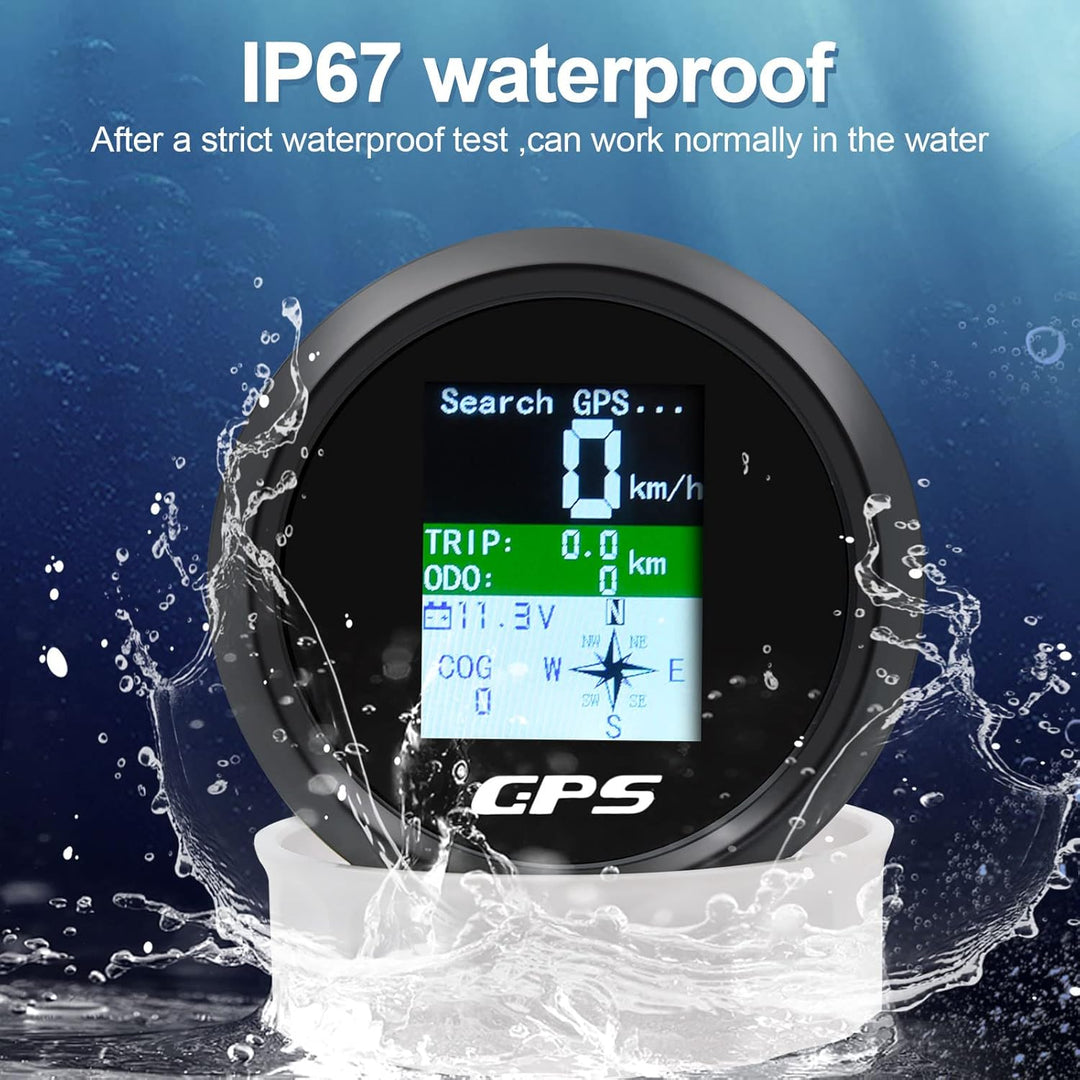 KAOLALI GPS Tachometer Geschwindigkeitsmesser Kilometerzähler 85 mm Rostfreie IP67 Wasserdichte Digi