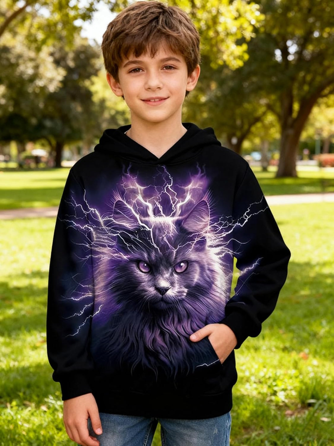 Fanient Kinder Junge Mädchen Hoodies 3D Drucken lebendige Tier Cartoon Grafik Sweatshirt Tasche Pull