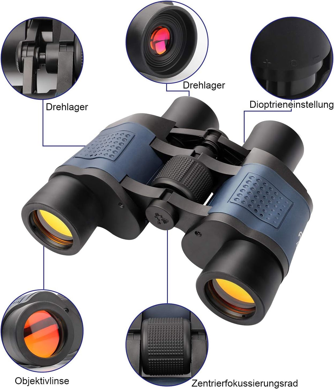 TTSkying Fernglas 60 x 60 HD Professionelles Fernglas mit Nachtsicht IPX7 Wasserdicht, Fernglas für
