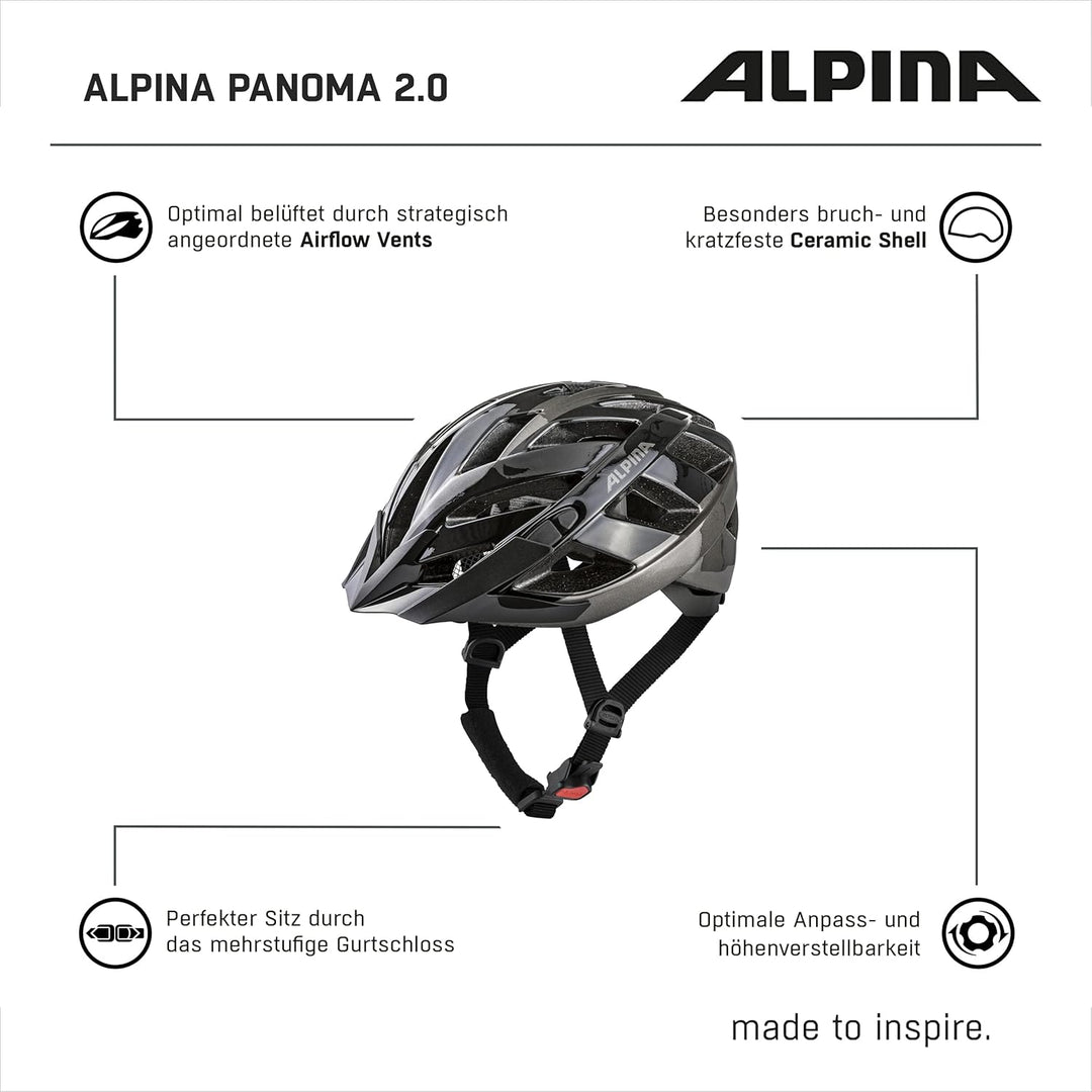ALPINA PANOMA 2.0 L.E. - Reflektierender & Optimal Belüfteter Fahrradhelm Mit Fliegennetz & Nachrüst