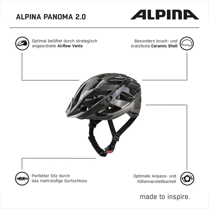 ALPINA PANOMA 2.0 L.E. - Reflektierender & Optimal Belüfteter Fahrradhelm Mit Fliegennetz & Nachrüst