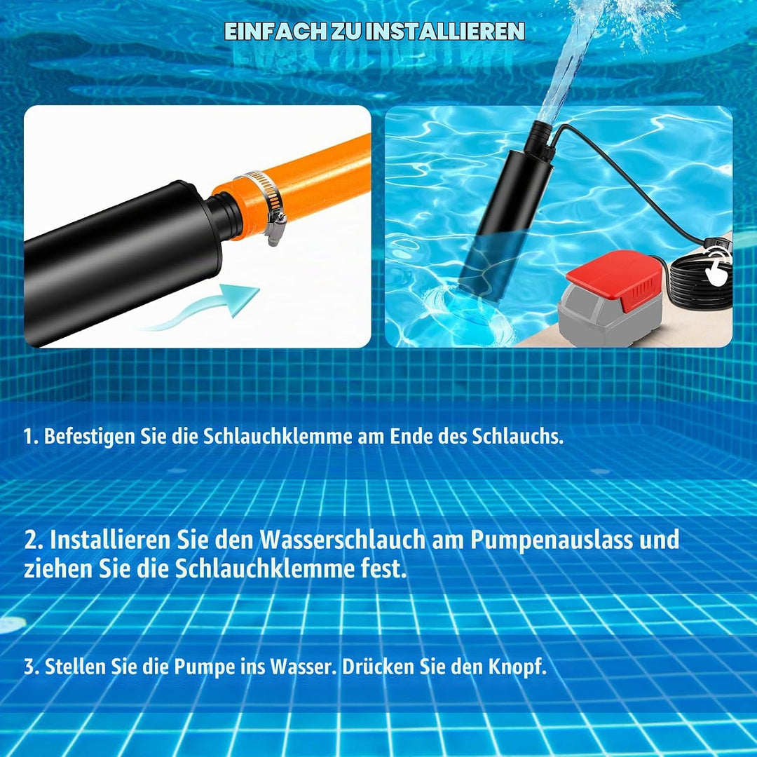Tauchpumpe für Milwaukee Akku 18V M18 Schmutzwasserpumpe Wasserpumpe Flachwasserpumpe Saugpumpe Absa