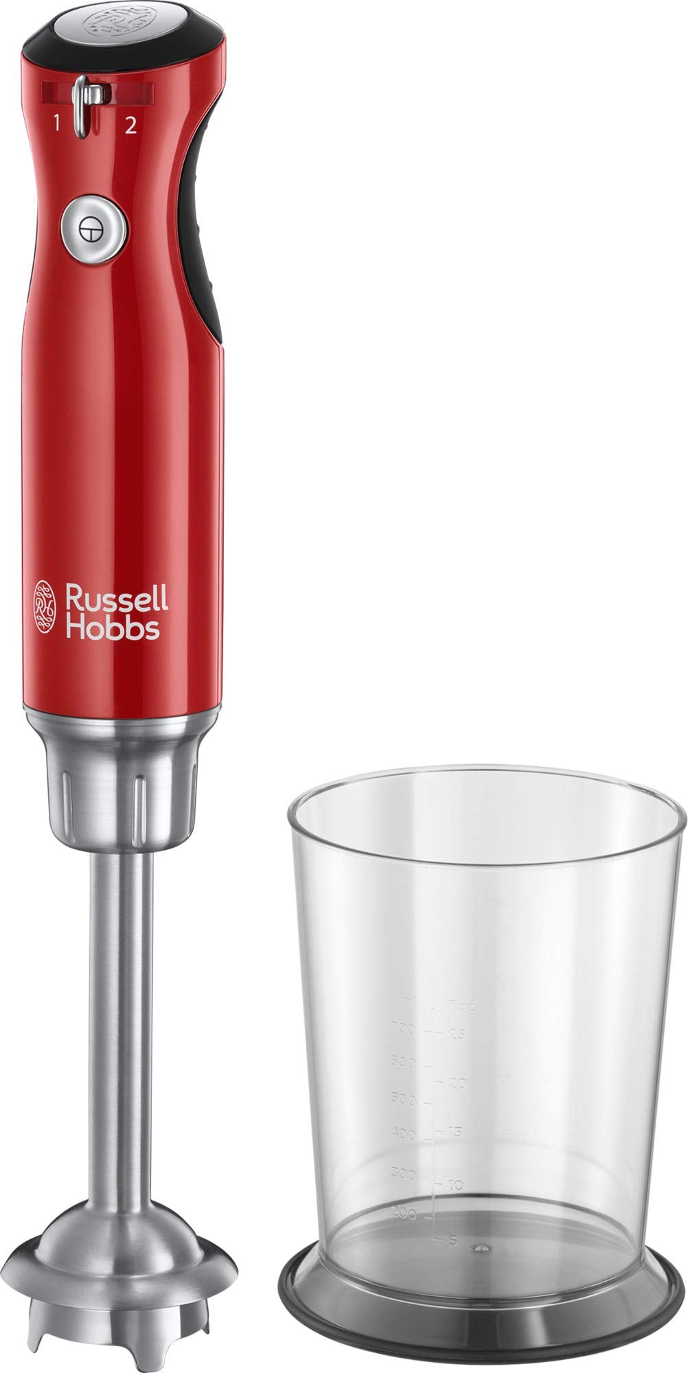 Russell Hobbs Stabmixer Retro rot, 700W, Infinity-Mix-Technologie, Messbecher + Deckel, BPA frei, sp