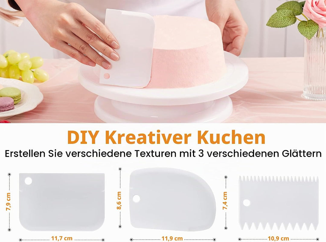 Comforty 71 Stücke Torten Zubehör, Torten Set, Cake Stand, Drehteller für Anfänger und Profis, 3