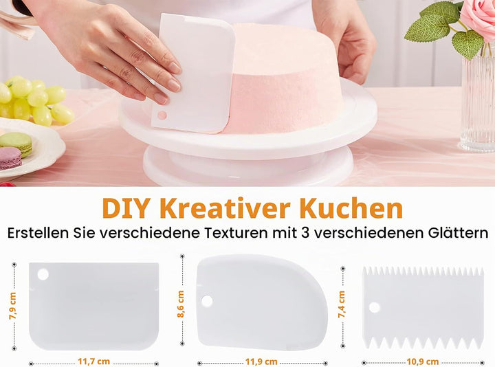 Comforty 71 Stücke Torten Zubehör, Torten Set, Cake Stand, Drehteller für Anfänger und Profis, 3