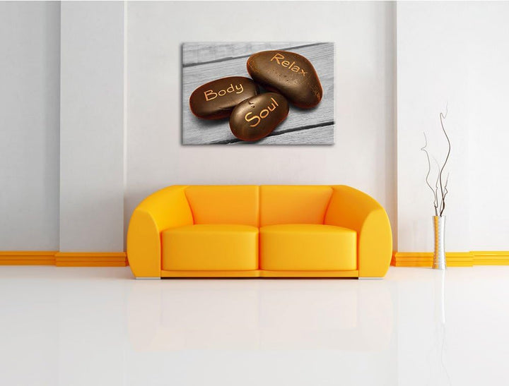 Relax Body Soul schwarz/weiss Format: 100x70 auf Leinwand, XXL riesige Bilder fertig gerahmt mit Kei