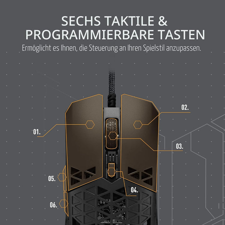 ASUS TUF Gaming M3 Maus (kabelgebunden, RGB, 7000-dpi-Sensor, programmierbare Tasten, Aura Sync) sch