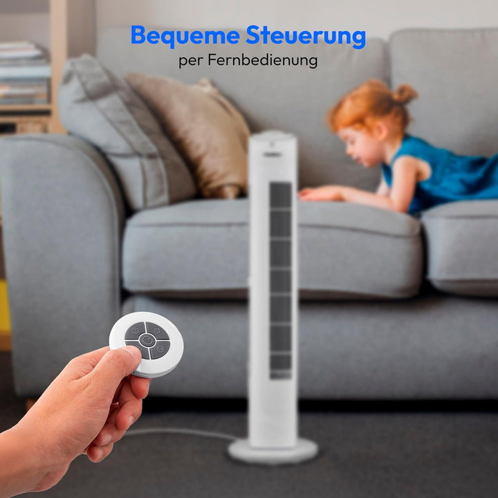 MEDION E11 TF Turmventilator mit Fernbedienung (3 Geschwindigkeitsstufen, leiser Schlafmodus, 45 Wat