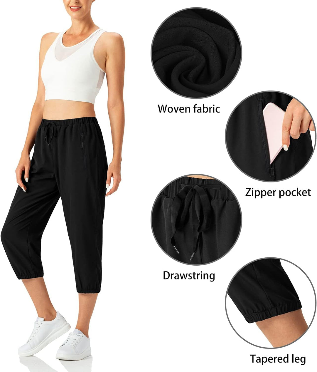 Butrends Damen Leichter Jogger Caprihose Casual Schnell trocknend Hose Workout 3/4 Workout Joggerhos