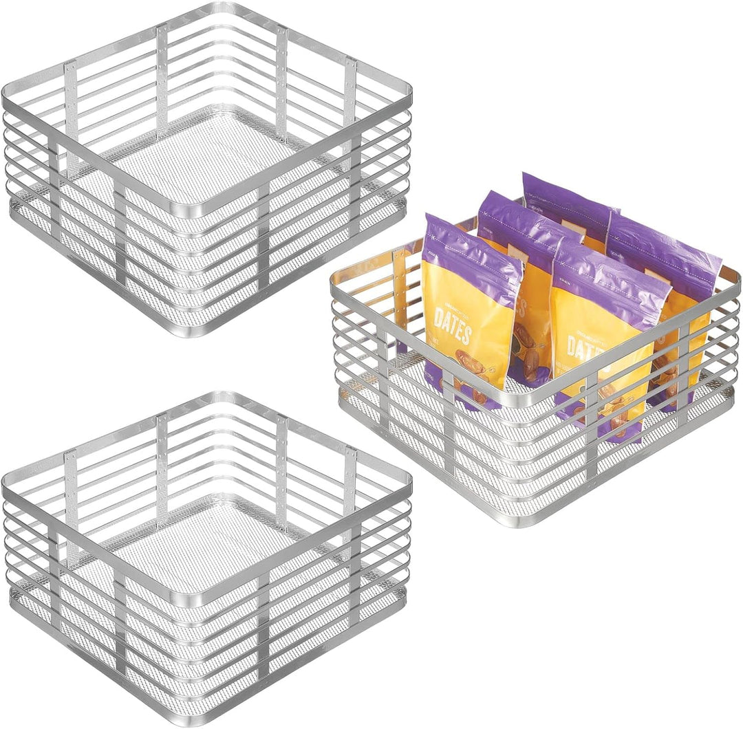 mDesign Stahldraht-Aufbewahrungskorb für die Küche, für Speisekammer, Schrank, Schrank, Organisation