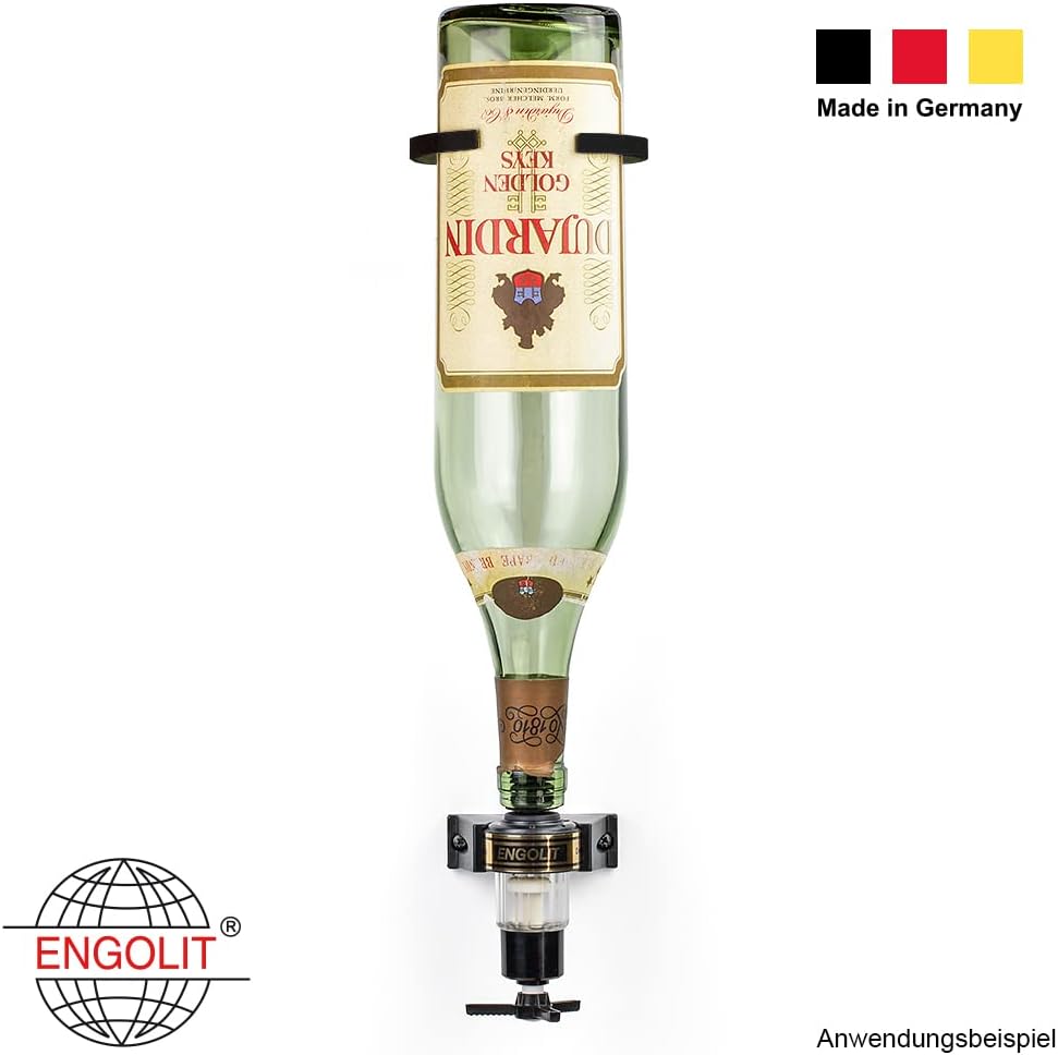 3-Liter-Flaschenhalter, Schwarz (inkl. 3,5 cl Drehkreuz-Dosierer) für Lange/grosse Flaschen ab 40 cm