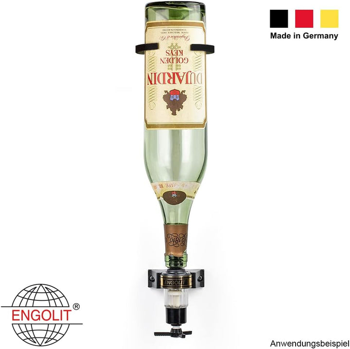 3-Liter-Flaschenhalter, Schwarz (inkl. 3,5 cl Drehkreuz-Dosierer) für Lange/grosse Flaschen ab 40 cm