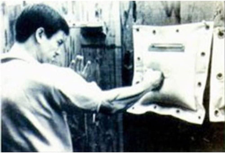 Wing Chun Kung Fu Wandtasche Canvas Leder Kickboxen Schlagsack Kampfsport Boxen Trainingsgeräte Beig