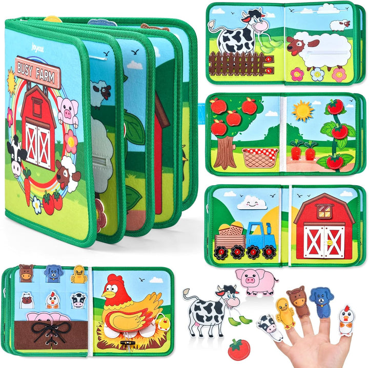 JoyCat Busy Board Montessori Spielzeug ab 1 Jahr, Bauernhof Quiet Book Busy Book für Autofahrten, Re