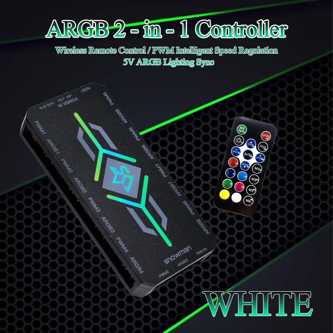 ARGB-PWM Controller Hub, 9 x 5V 3 PIN ARGB , 9 x 4 PIN PWM, 2 in 1 ARGB PWM Lüfter Hub mit Controlle