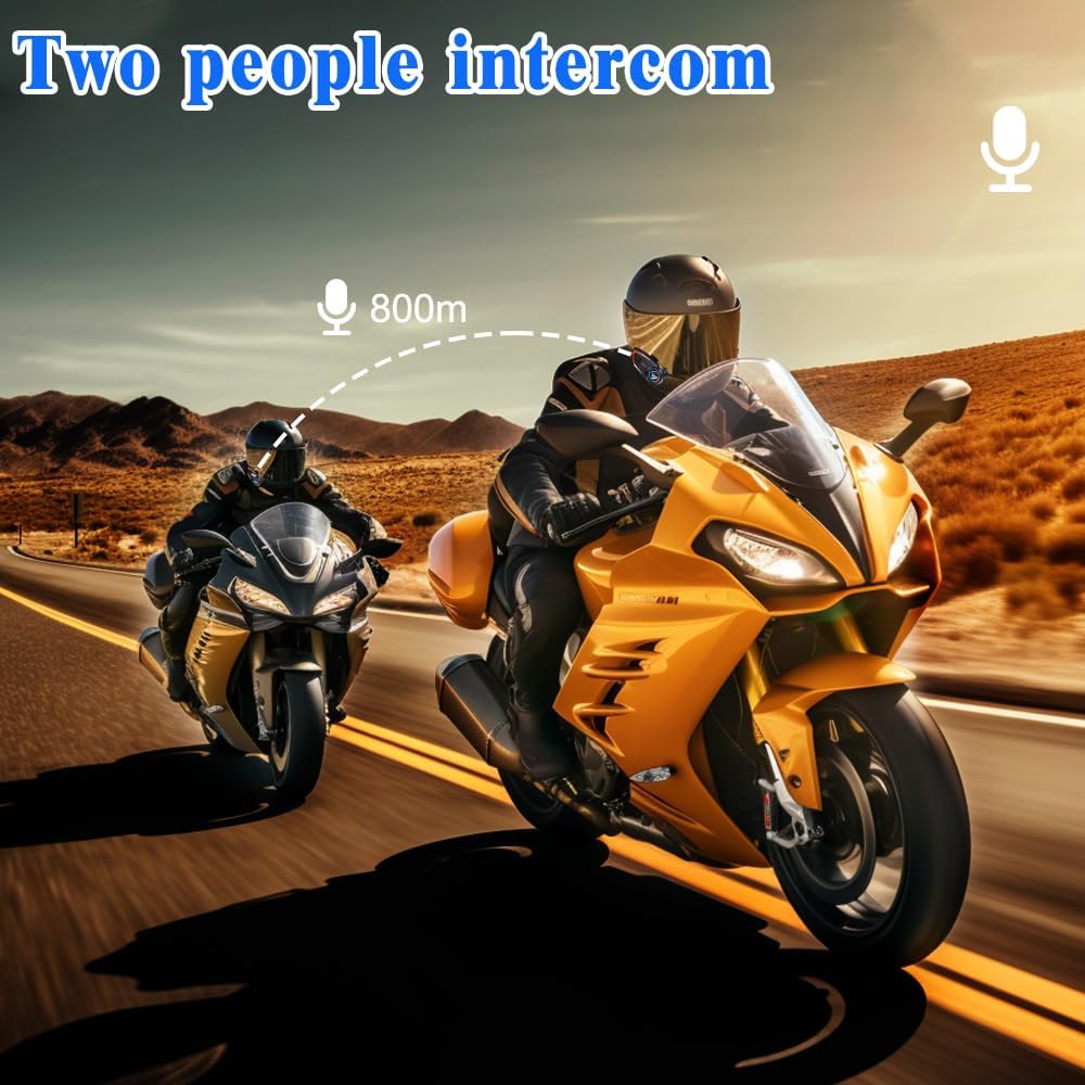 OBEST Gegensprechanlage für Motorradhelm, mit Bluetooth 5.3, HD, Klangqualität, RGB-Licht, Unterstüt