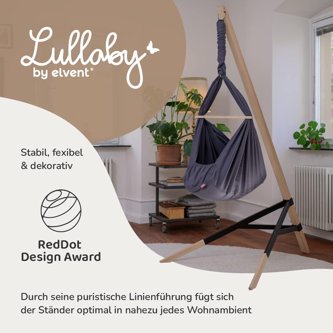 LULLABY Federwiege Set mit Matratze, 100% Baumwolle, Made in Germany (Baby Hängewiege mit Ständer, B
