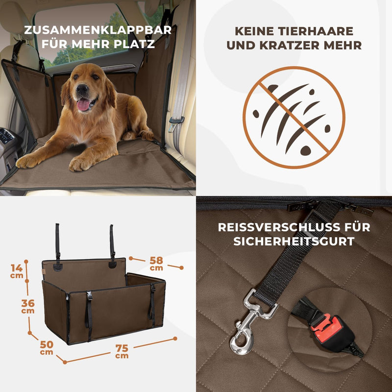 Extra Stabiler Hunde Autositz - Verstärkter Autositz für kleine und mittlere Hunde mit 4 Befestigung