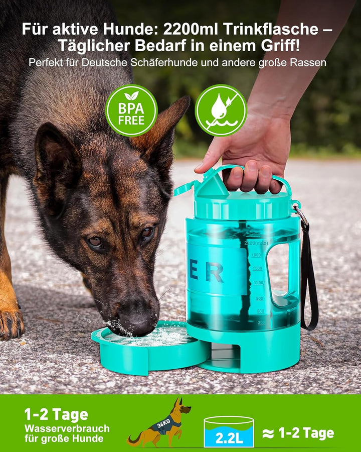 lesotc 2200 ml Trinkflasche für Hunde, Tragbare XXL extra grosse Hundetrinkflasche für unterwegs – C