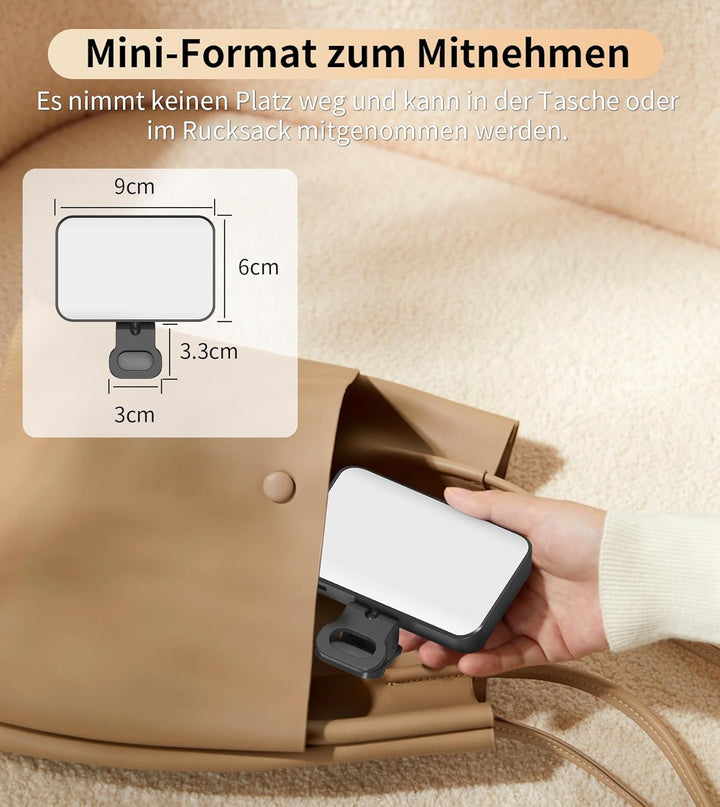 TONEOF Selfie Licht,LED Tragbar Fotostudio Blitzlicht,2000mAh Wiederaufladbares Licht mit Drehbarem