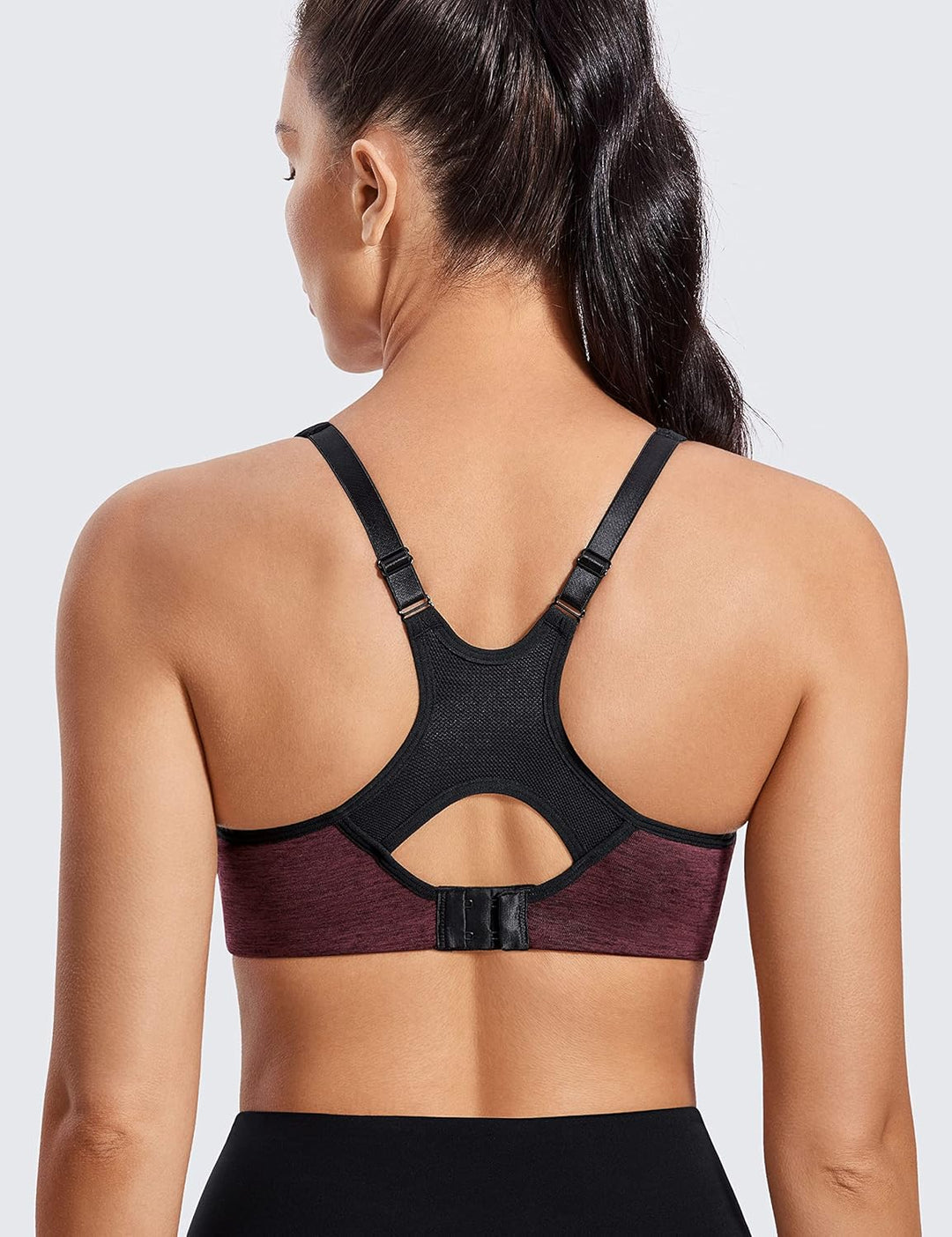 SYROKAN Damen Sport BH Starker Halt- Bügel Push Up Ringerrücken Gepolstert Fitness BH 70B Dunkelrote