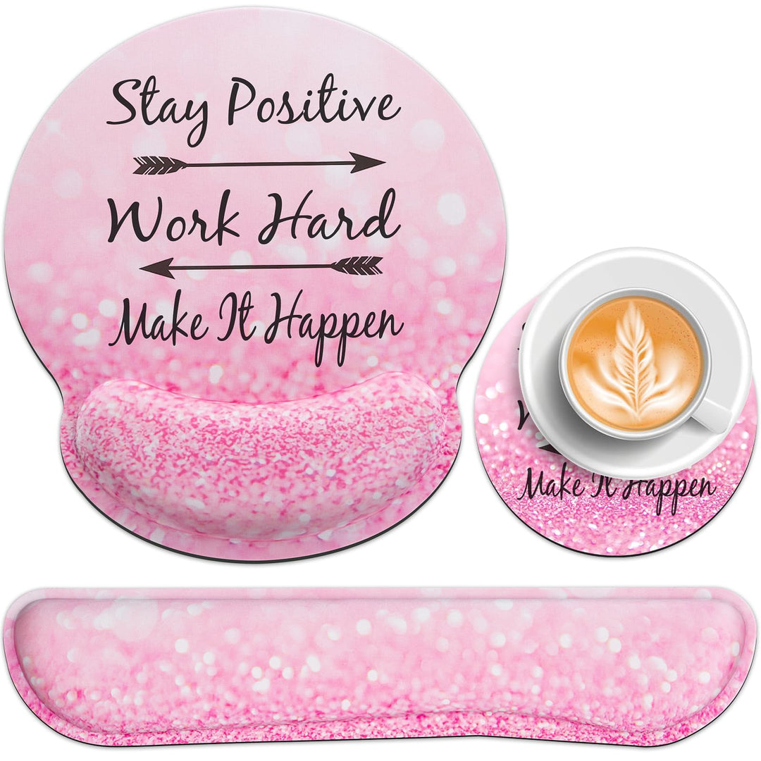 3-in-1 Mousepad Set,Acezeek Handballenauflage Tastatur,Mauspad mit Gelkissen,Cup Pad,Ergonomisches M