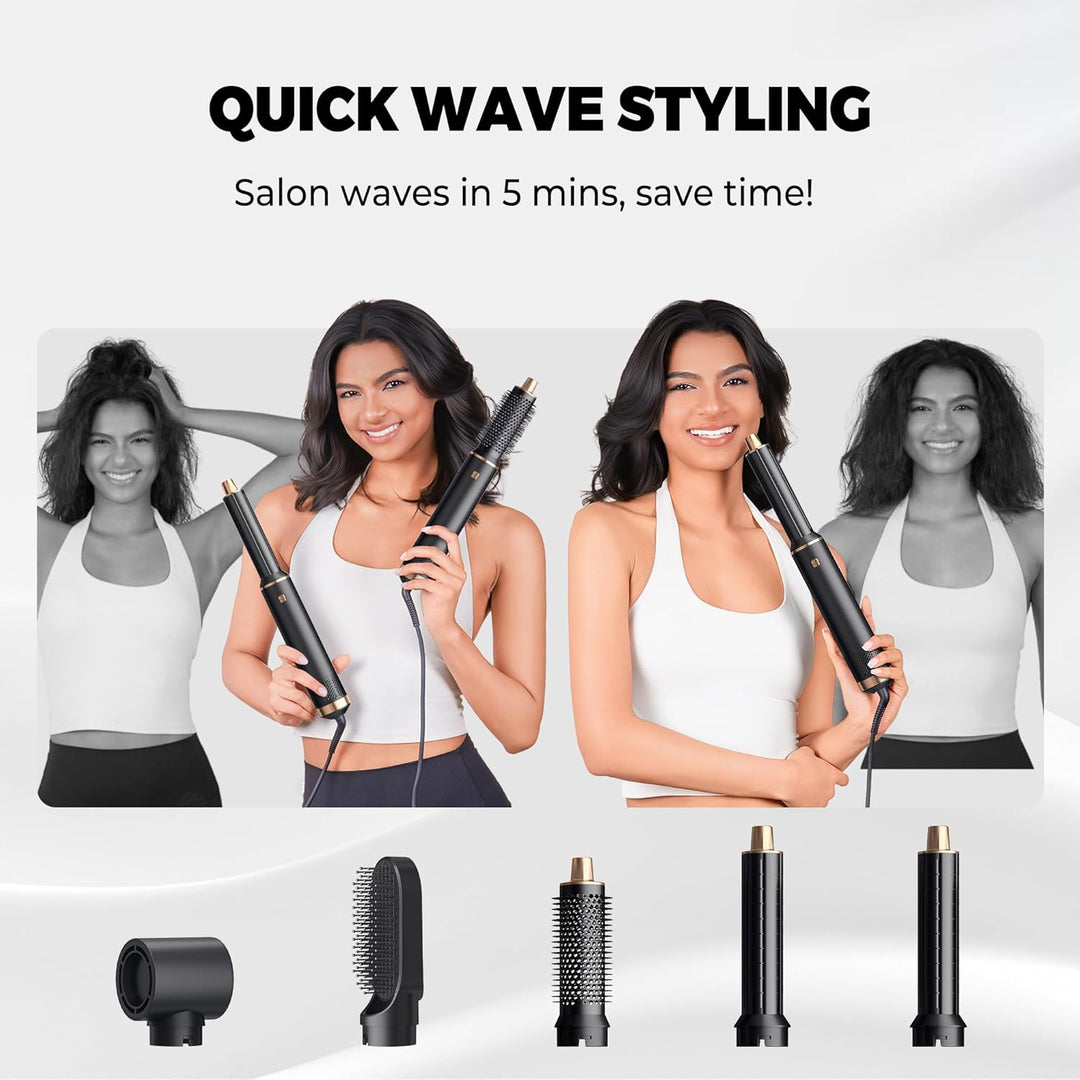 MogaWave 5 in 1 Hairstyler, Airstyler Airbrush Pro 1000w,Föhnbürste Haarstyler, Lockenstab mit Luft