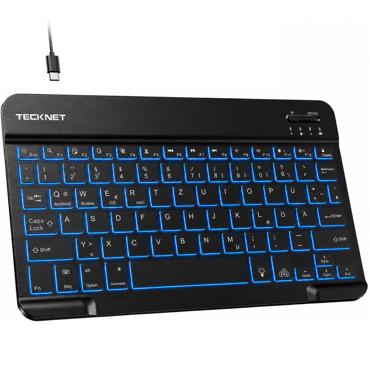 TECKNET Deutsche Bluetooth Tastatur für Tablet/iPad Mini/Pro/Air/10.2/10.9/iPhone/Android/Windows, i