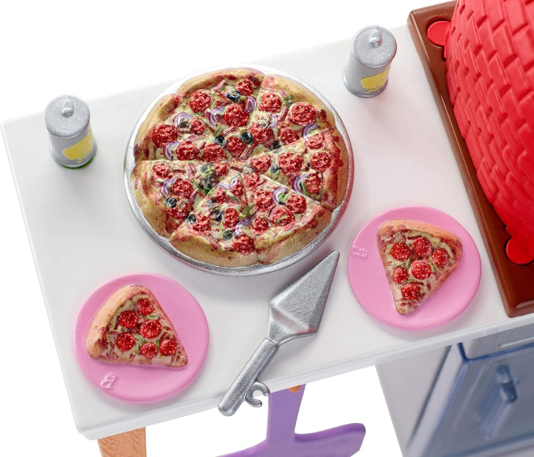 Barbie Möbel Outdoor Pizza Oven Pizza Spielset, Pizza Spielset