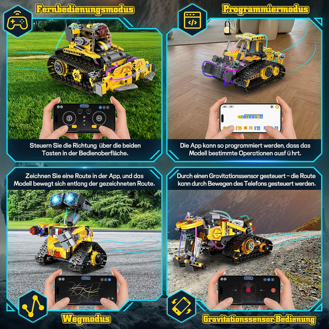 Technik Roboter Bauspielzeug, 5-in-1 Roboticset Programmierbarer mit App & Fernsteuerung, RC Roboter