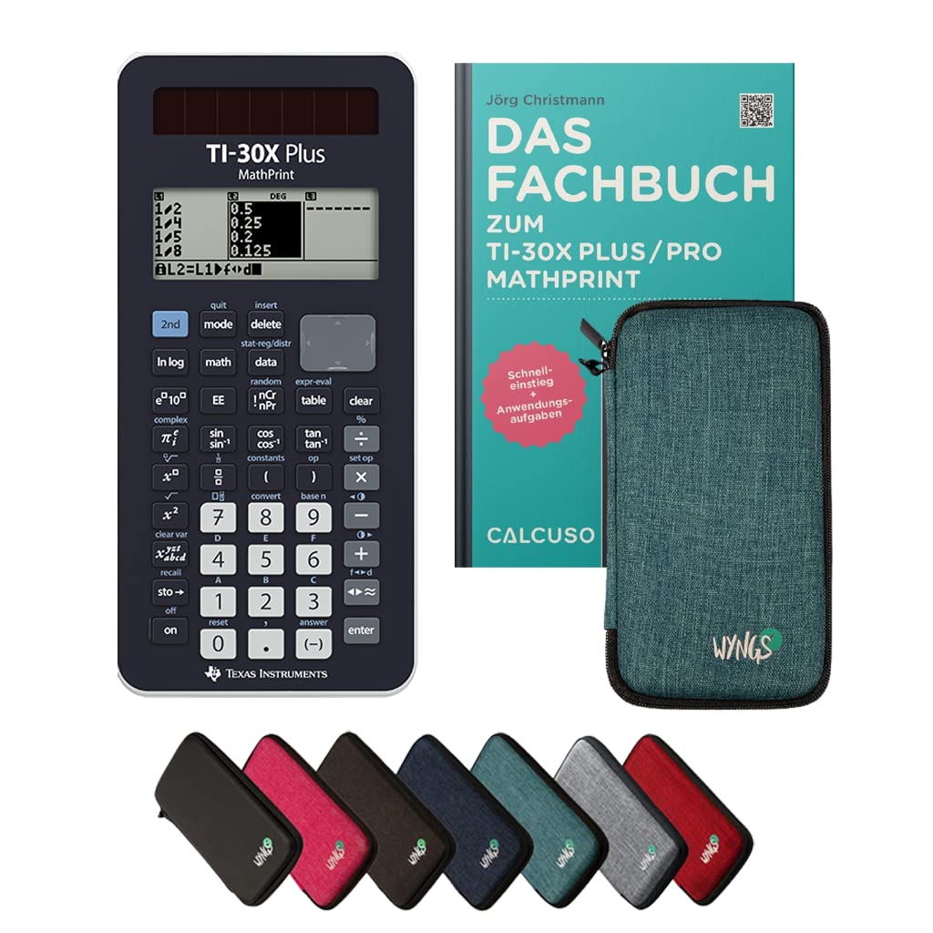 CALCUSO Standardpaket: TI-30X Plus MathPrint technisch-wissenschaftlicher Schulrechner + WYNGS Schut