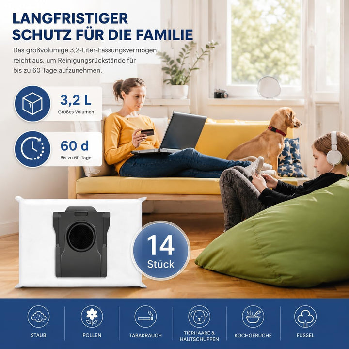 14 Staubbeutel Ersatz für MOVA P50 Pro Ultra/P10 Pro Ultra/S20 Ultra/P10 Ultra Staubsauger - Grossvo