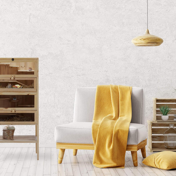 Relaxdays Hamsterkäfig aus Holz, 3 Etagen, Klappen, Sichtfenster, Gitterdach, Nagerkäfig XXL, HBT: 1