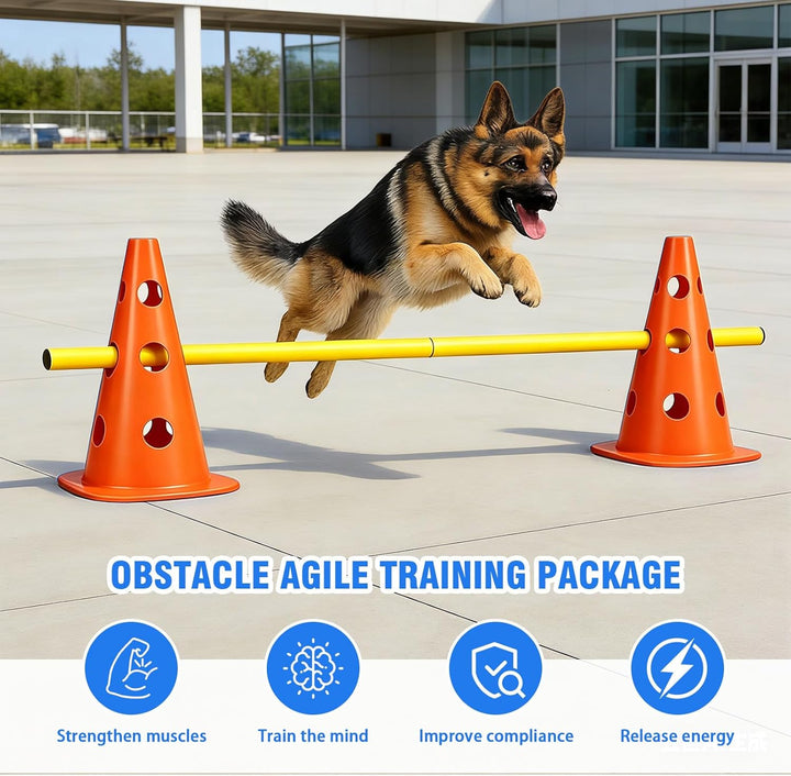 MeYuxg Agility Set Hunde – Cavaletti Steckhürdenset für kleine Hunde & Kinder, verstellbare Training
