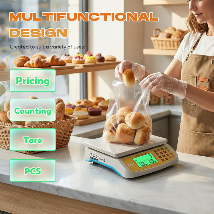 CGOLDENWALL Digitale Küchenwaage 30kg/1g Kommerzielle Preisberechnungswaage, KG/LB/OZ Umstellung, LC