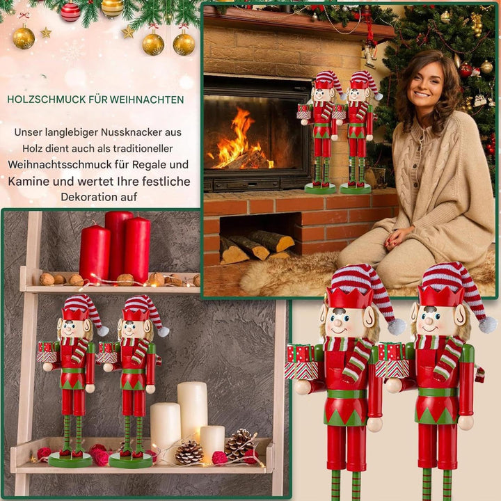 Weihnachtsnussknacker - Nussknacker Figuren - Holz Deko 38 cm Für Küche Nachttisch Kamin Esstisch Ge