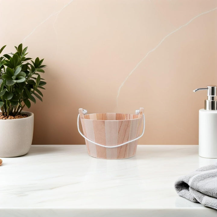 Saunaeimer aus Naturholz mit Ergonomischem Seilgriff Mittlere Grösse Handgefertigter Badeeimer für H