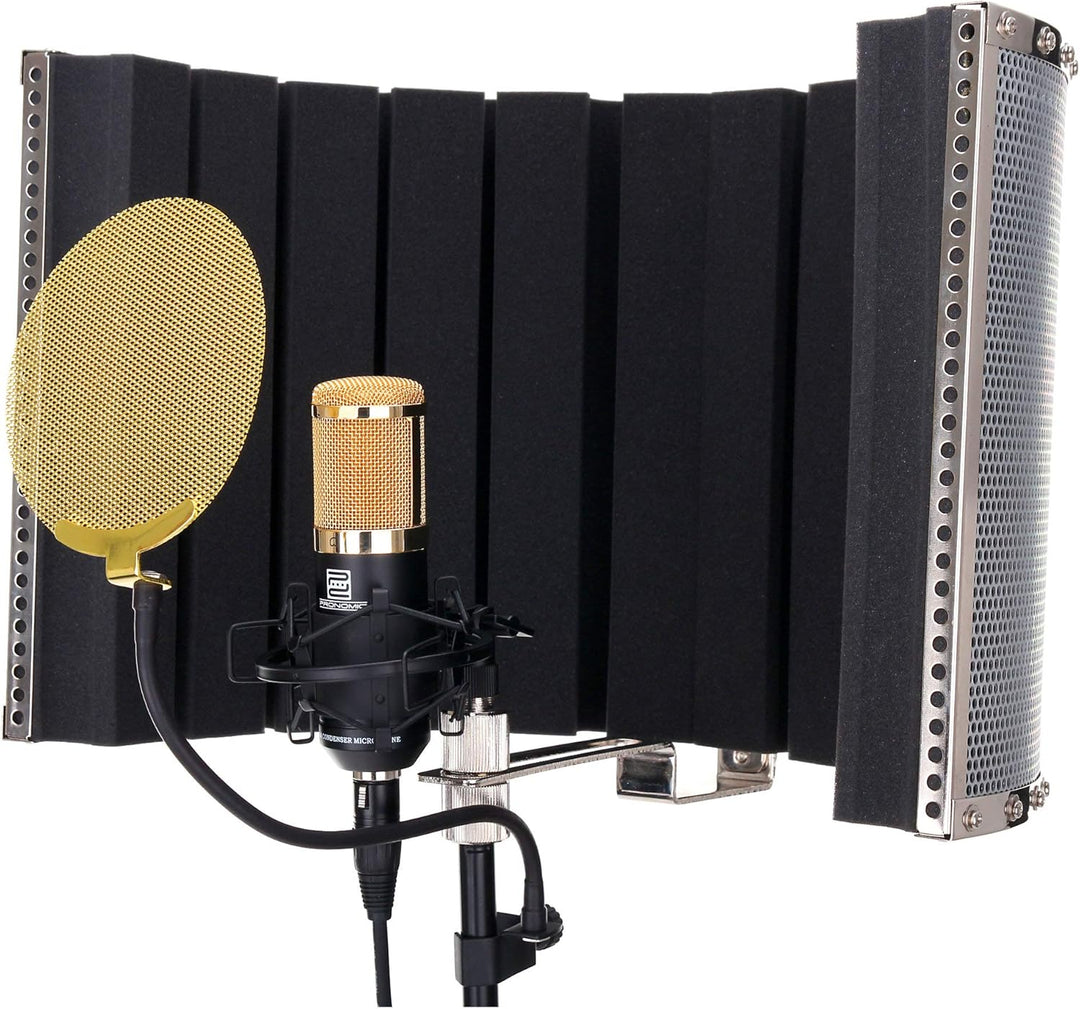 Pronomic CM-100BG Studio Grossmembranmikrofon XLR-Kondensatormikrofon inkl. Popkiller und Micscreen