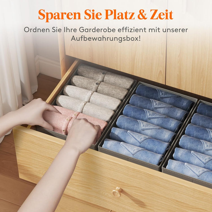 Lifewit Schrank Aufbewahrungsbox Kleidung, Jeans Ordner für Kleiderschrank mit Trennplatte, 6 Fächer