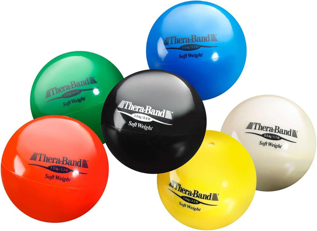 TheraBand Gewicht Soft Weight Set (6 Bälle) Mehrfarbig | 0,5-3,0 kg, OneSize