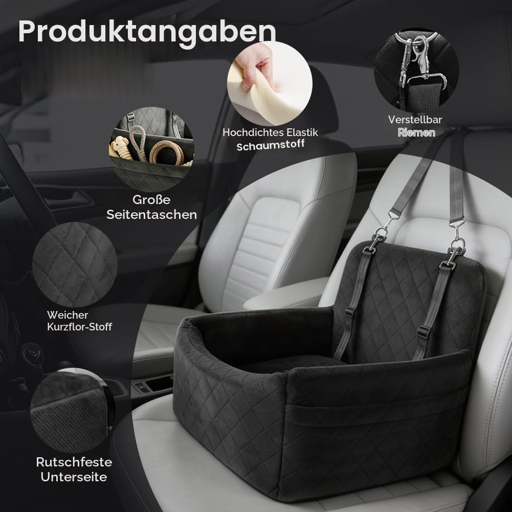 Hunde Autositz, Hundesitz Auto Rückbank, Hundesitz Auto mit Dickem Memory-Schaum, Sicherer Hundesitz