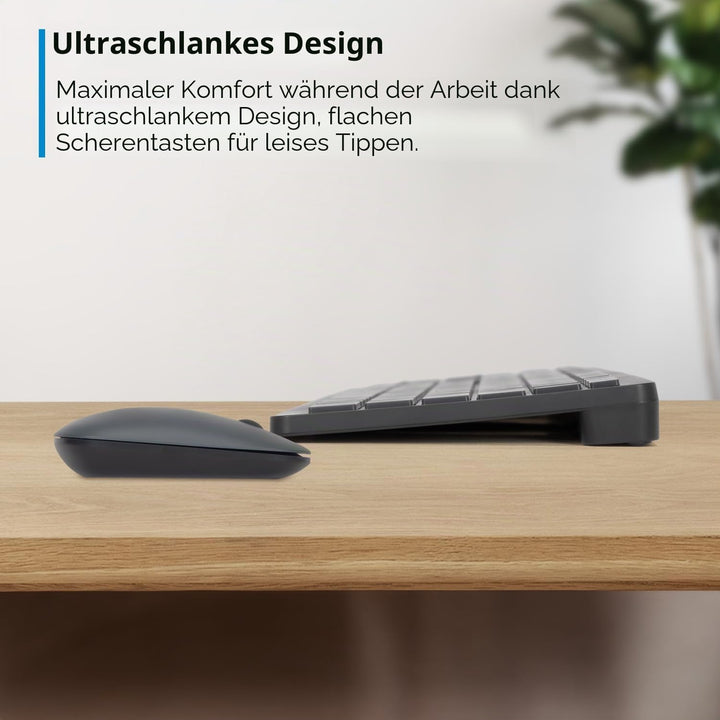 VulTech KM-851W Kabellose Tastatur und Maus, geräuschlos, italienisches QWERTY-Layout, ultradünn, Zi