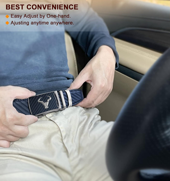 KEMISANT Gürtel Herren, Ratsche Gürtel Automatikschliesse Ledergürtel für Herren Business Anzug,Brei