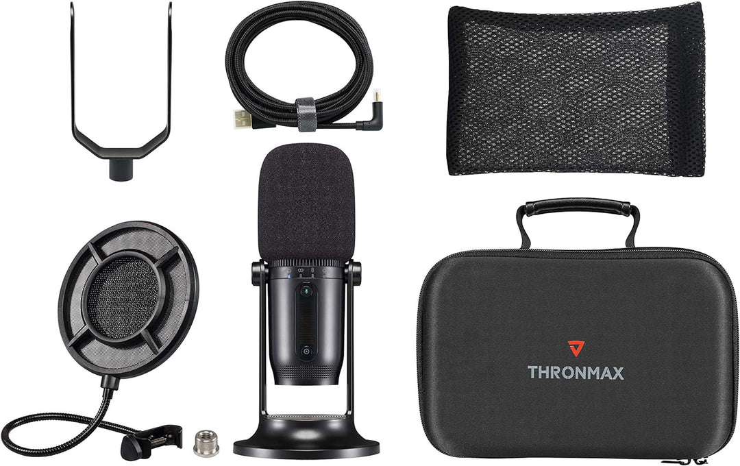 Thronmax Mdrill One (M2KIT) Kondensator Mikrofon SET (Schwarz) für professionelle HD Aufnahmen (48kH