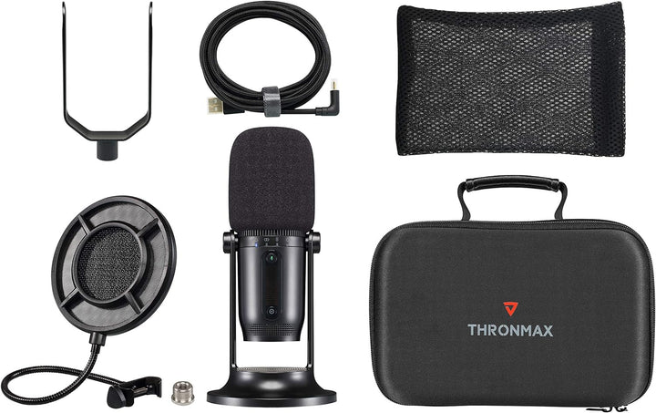 Thronmax Mdrill One (M2KIT) Kondensator Mikrofon SET (Schwarz) für professionelle HD Aufnahmen (48kH