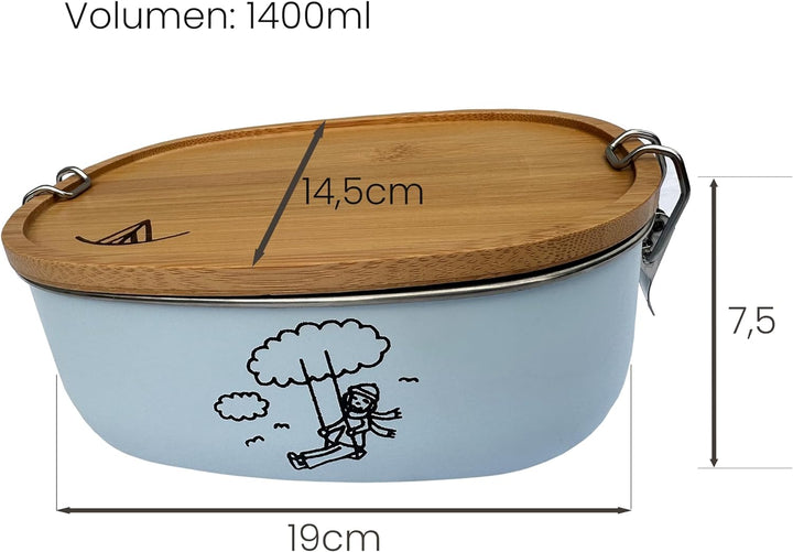 Ringwald Edelstahl Rosa Brotdose Kindergarten Schule gross 1400ml Lunchbox Brotdose Vesperdose Fäche